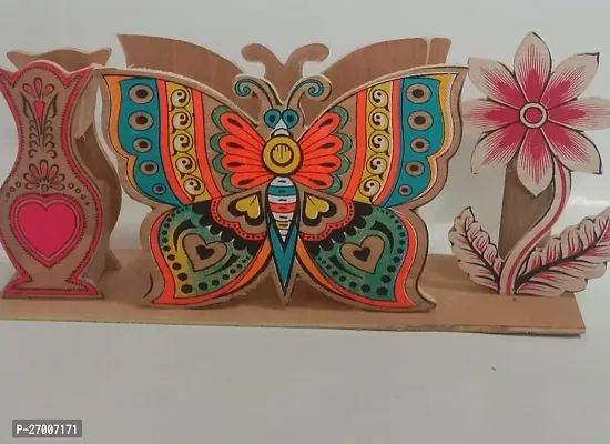 Wooden Butterfly Holder Pen Holder Showpiece