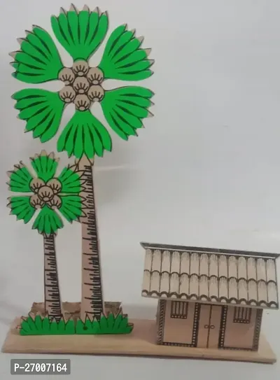 Bibek Store Bullock Cart Coconut Tree House Decorative Showpiece