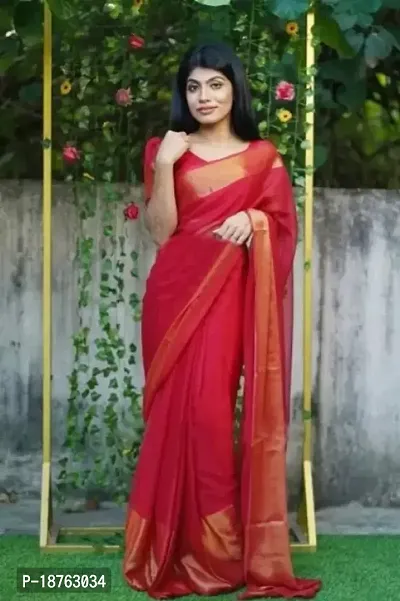 Beautiful Chiffon Saree with Blouse Piece-thumb3