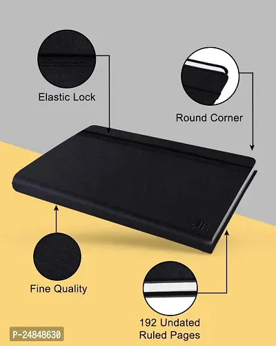 Black Hard Bound Notebook Diary with Elastic Lock 192 Pages for Office Personal Daily Planner Notebook Diary Planner Composition...-thumb3