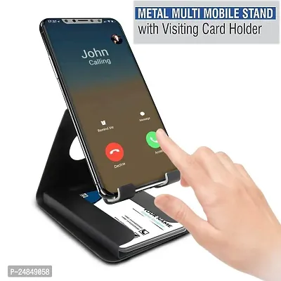 Metal Multi Mobile Stand with Visiting Card Holder and Mobile Stand Mount for All Smartphones Foldable Perfect for Bed, Office, Table, Home, Desktop (Pack Of 1)-thumb0