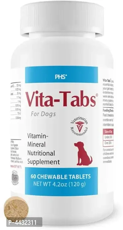 The Healthy Tails Vita-Tabs - Essential Vitamins, Minerals, Nutrients - Health Supplement for Dogs - Support Immune System, Bones - Liver Flavored - 60 Chewable Tablets-thumb0