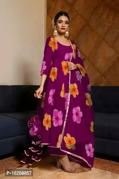 New Look Attractive Georgette Beautiful Flowers Printed Gown with Palazzo And Dupatto