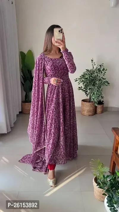 Fancy Georgette Kurta With Dupatta For Women-thumb0