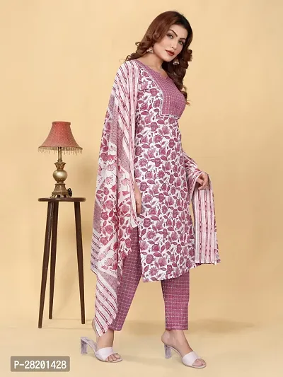 Fancy Cambric Cotton Kurta Bottom And Dupatta Set For Women-thumb4
