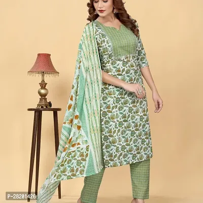 Fancy Cambric Cotton Kurta Bottom And Dupatta Set For Women-thumb2