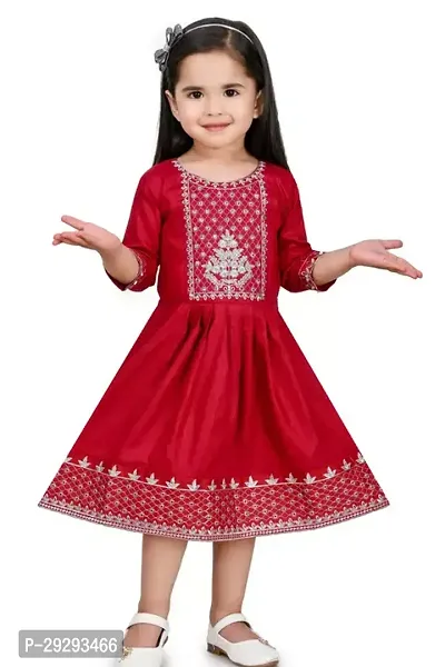 Stylish Maroon Rayon Dresses For Girls