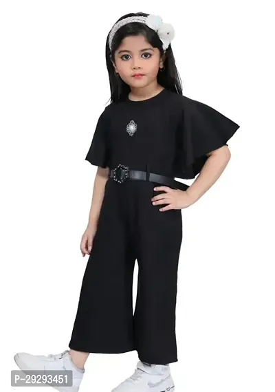 Stylish Black Cotton Blend Jumpsuit For Girls