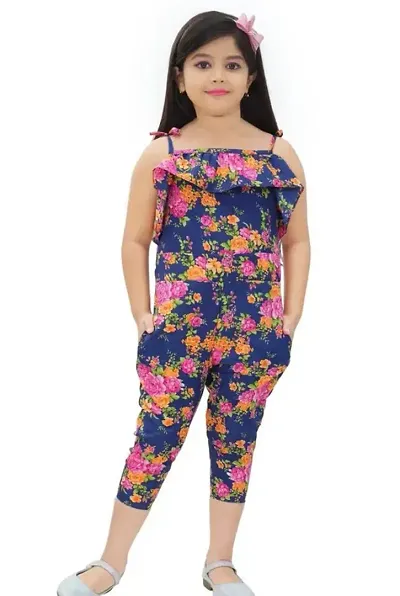 Girls Rayon Floral Jumpsuits