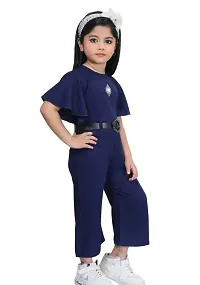 Stylish Blue Cotton Blend Jumpsuit For Girls-thumb1