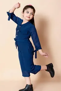 Stylish Navy Blue Polyester Jumpsuit For Girls-thumb2