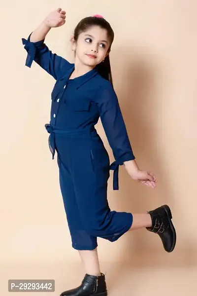 Stylish Navy Blue Polyester Jumpsuit For Girls-thumb3