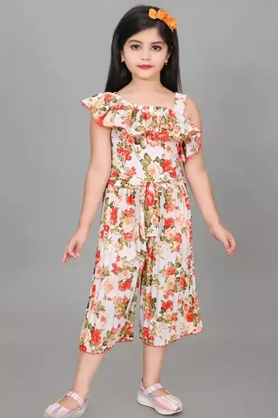 Girls Rayon Floral Jumpsuits