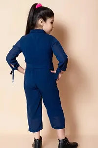 Stylish Navy Blue Polyester Jumpsuit For Girls-thumb1