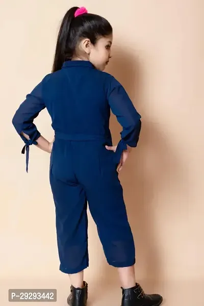 Stylish Navy Blue Polyester Jumpsuit For Girls-thumb2