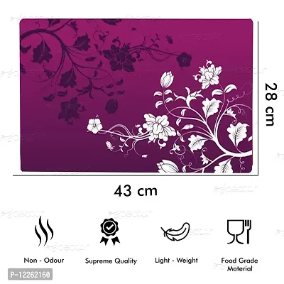 Brewel Swalloworld Combo of Kitchen Combo Fridge Top Cover, Fridge Handle Covers,4 Fridge Mats ,Set of 7 Pieces, (Purple-Leaf)-thumb3