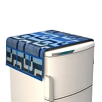 Swalloworld Designer Knitting Polyester Fridge top Cover/Refrigerator Covers with 6 Utility Pocket and Single Handle (21 X 39 Inches) (Aqua Blue)-thumb1