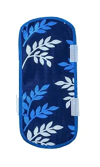 Swalloworld Designer Knitting Polyester Fridge top Cover/Refrigerator Covers with 6 Utility Pocket and Single Handle (21 X 39 Inches) (Blue)-thumb1