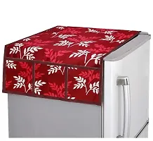 Swalloworld? Designer Knitting Decorative Fridge Top Covers Anti-dust (21 X 39 Inches) (Red+Black)-thumb1