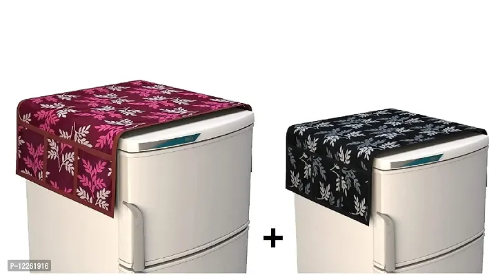 Swalloworld Designer Knitting Decorative Fridge Top Cover Anti-dust Combo of Kitchen 6 Utility Pockets (21 X 39 Inches)-thumb0