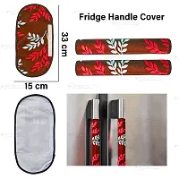 Brewel Swalloworld Combo of Kitchen Combo Fridge Top Cover, Fridge Handle Covers,4 Fridge Mats ,Set of 7 Pieces, (Red-Leaf)-thumb4