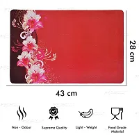 Brewel Swalloworld Combo of Kitchen Combo Fridge Top Cover, Fridge Handle Covers,4 Fridge Mats ,Set of 7 Pieces, (Red-Leaf)-thumb2