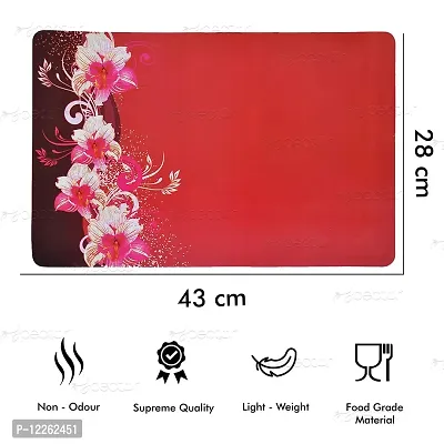 Brewel Swalloworld Combo of Kitchen Combo Fridge Top Cover, Fridge Handle Covers,4 Fridge Mats ,Set of 7 Pieces, (Red-Leaf)-thumb3