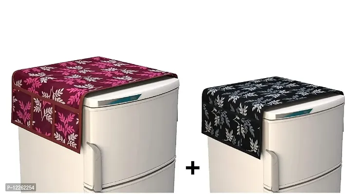 Swalloworld? Designer Knitting Decorative Fridge Top Covers Anti-dust (21 X 39 Inches) (Wine+Black)