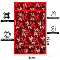 Brewel Swalloworld Combo of Kitchen Combo Fridge Top Cover, Fridge Handle Covers,4 Fridge Mats ,Set of 7 Pieces, (Red-Leaf)-thumb3