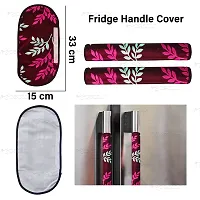 Brewel Swalloworld Combo of Kitchen Combo Fridge Top Cover, Fridge Handle Covers,4 Fridge Mats ,Set of 7 Pieces, (Purple-Leaf)-thumb4