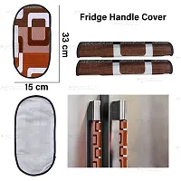 Brewel Swalloworld Combo of Kitchen Combo Fridge Top Cover, Fridge Handle Covers,4 Fridge Mats ,Set of 7 Pieces, (Coffee-Box)-thumb4