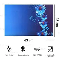 Swalloworld Combo of Kitchen Combo Fridge Top Cover, Fridge Handle Covers,4 Fridge Mats ,Set of 7 Pieces, (Blue-Leaf)-thumb2