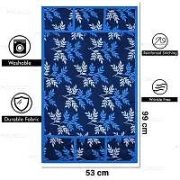 Swalloworld Combo of Kitchen Combo Fridge Top Cover, Fridge Handle Covers,4 Fridge Mats ,Set of 7 Pieces, (Blue-Leaf)-thumb3