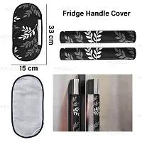 Brewel Swalloworld Combo of Kitchen Combo Fridge Top Cover, Fridge Handle Covers,4 Fridge Mats ,Set of 7 Pieces, (Black-Leaf)-thumb4