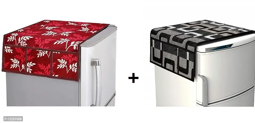 Swalloworld Designer Knitting Decorative Fridge Top Cover Anti-dust Combo of Kitchen 6 Utility Pockets (21 X 39 Inches)