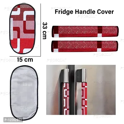 Brewel Swalloworld Combo of Kitchen Combo Fridge Top Cover, Fridge Handle Covers,4 Fridge Mats ,Set of 7 Pieces, (Red-Box)-thumb5