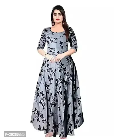 Stylish Grey Georgette Stitched Gown For Women