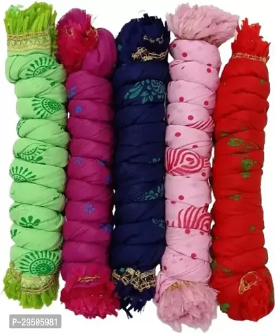 Elite Multicoloured Cotton Printed Dupattas For Women Pack Of 5
