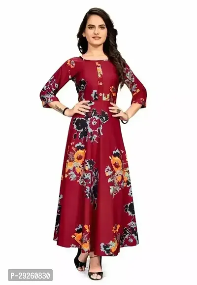 Stylish Maroon Georgette Stitched Gown For Women-thumb0
