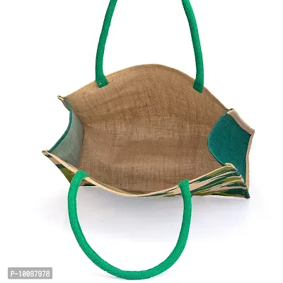 H&B Jute Bag ? Shopping Bag | Tote Bag | Carry Bag | Grocery Bag | Eco-Friendly Bag | Shoulder Bag | Handbag | Travel Bag | Beach Tote - Military Design (Green)-thumb4