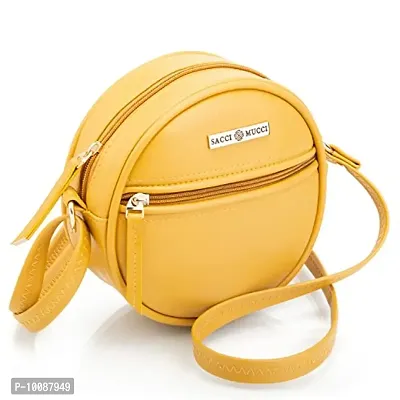 Sacci Mucci Women's sling bag or crossbody round sling bag for women (Mustard)-thumb2