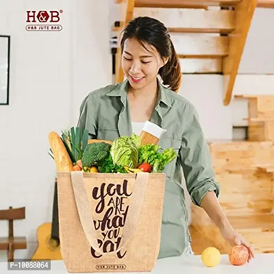 H&B Natural Jute Tote Bag (You are What You eat - Beige)-thumb5