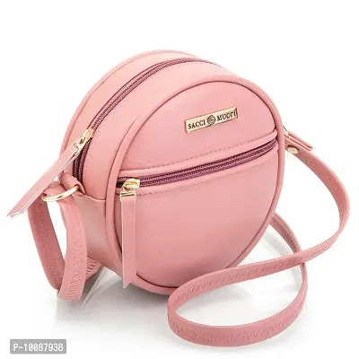Sacci Mucci sling bag for women or Women's round sling bag (Blush)-thumb2