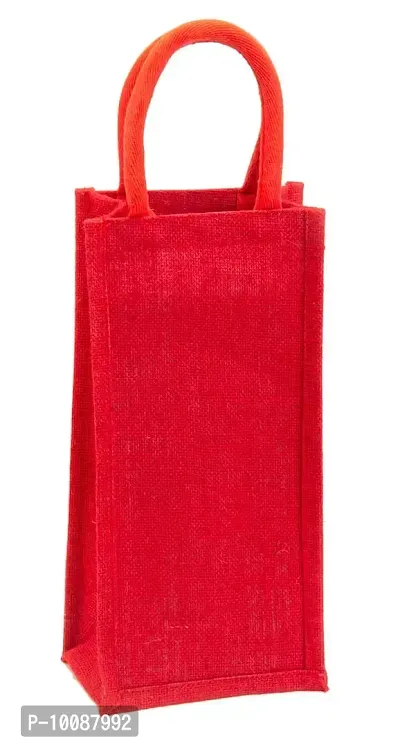H&B Jute Water Bottle Bag - This Jute Bottle Bag can be Given as a Gift Bag or can be Used as Wine Bottle Gift Bag / Bottle Carry Bag / Water Bottle Cover (Red)