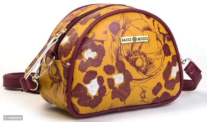 Sacci Mucci Women's Sling Bag or Women's Cross-body Bags - Anemone Leopard (Mustered)