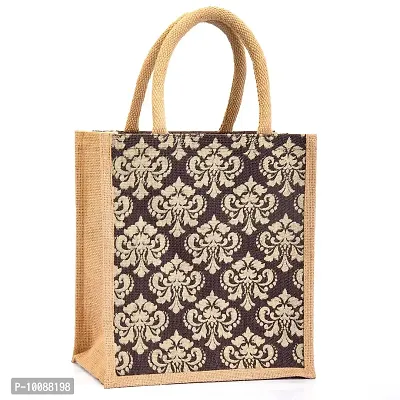 H&B Jute bag for lunch box Damask Design (Brown)-thumb0