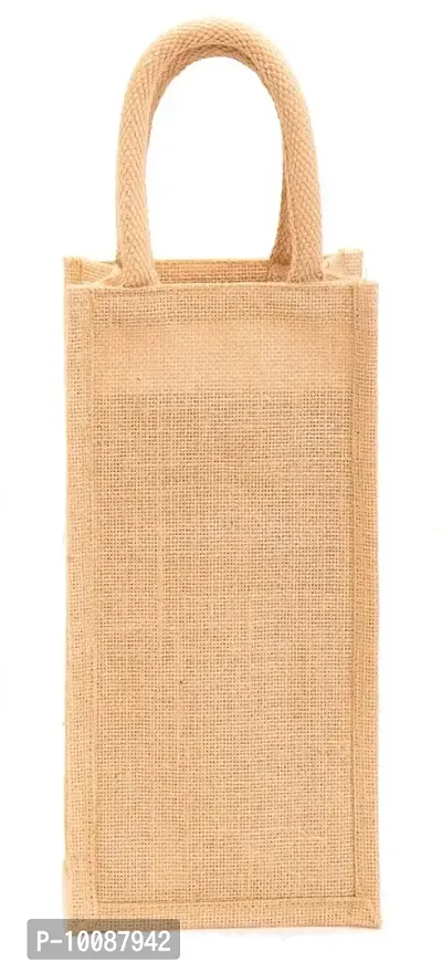 H&B Jute Water Bottle Bag - This Jute Bottle Bag can be Given as a Gift Bag or can be Used as Wine Bottle Gift Bag / Bottle Carry Bag / Water Bottle Cover (Natural)-thumb0