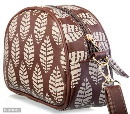 Sacci Mucci Women's Sling Bag or Women's Cross-body Bags - Botanical Abstract Leaves (Brown)-thumb3