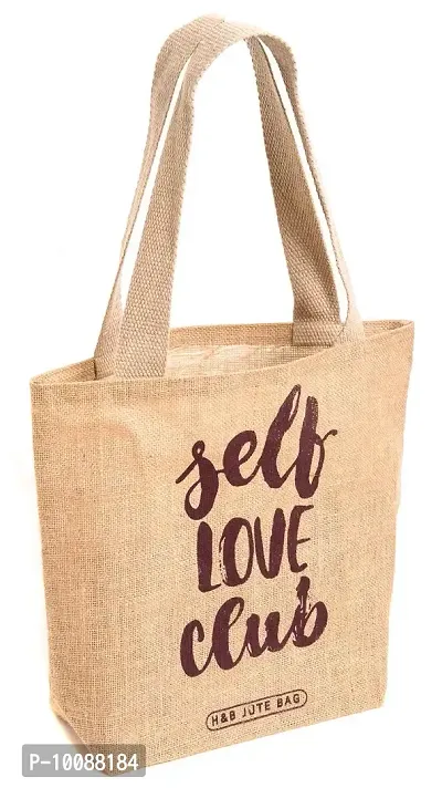 H&B Natural Jute Tote Bag (Self Love Club - Beige)