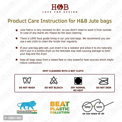 H&B Jute Lunch Bag ? Jute Bag for Lunch, Bags for Men, Bags for Girls, Travel Bag, Bag for Women, Jute Handbags for Girls ? Zip, Bottle Holder ? Mandala Print (White)-thumb5